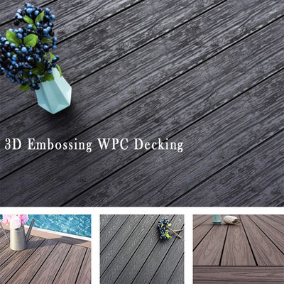 Προσαρμοσμένο Interlock εξωτερικό WPC Decking Board Πάνω από 18mm πάχος με ξύλινη επιφάνεια κόκκων