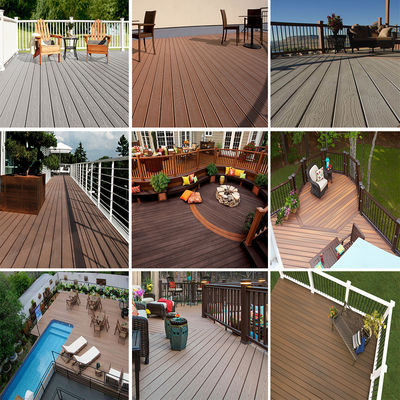 Προσαρμοσμένο Interlock εξωτερικό WPC Decking Board Πάνω από 18mm πάχος με ξύλινη επιφάνεια κόκκων
